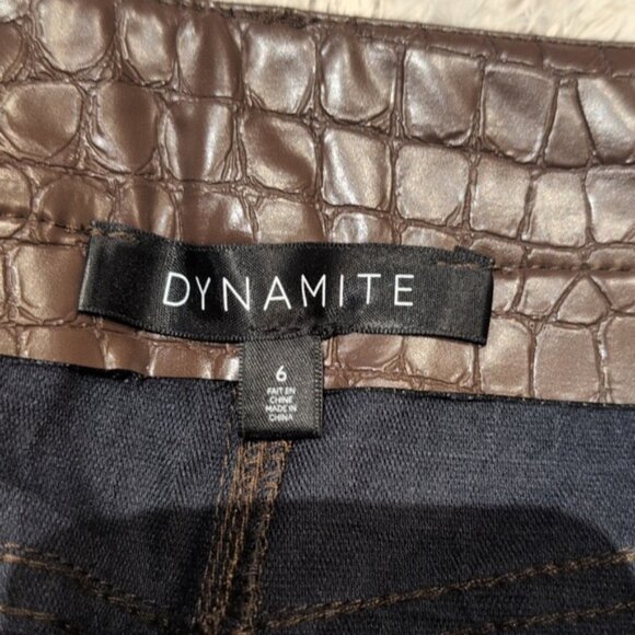 Dynamite Gisele straight leg brown crocodile faux leather pants - Picture 6 of 6